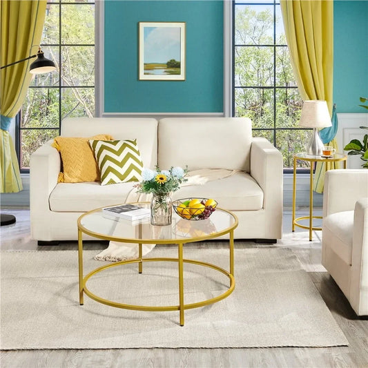 Sofa Table for Living Room Gold Round