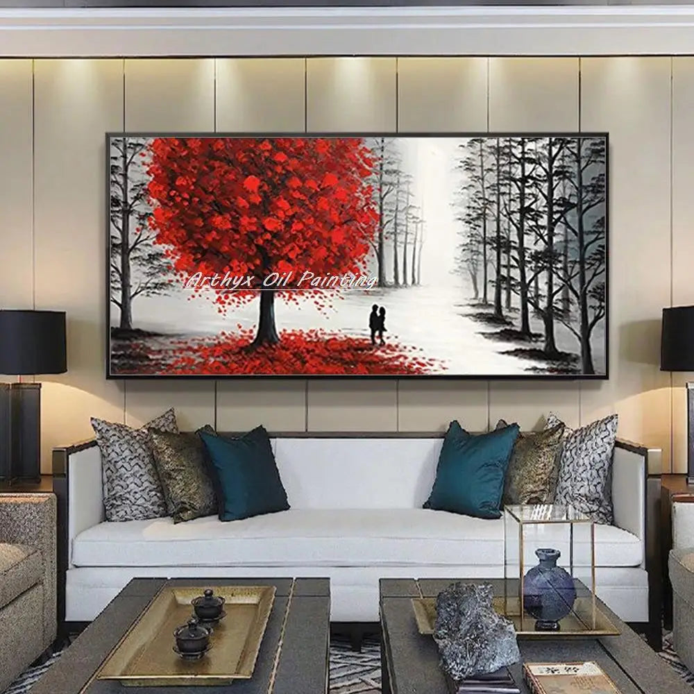 100% Handpainted Tree Landscape Oil Painting Art