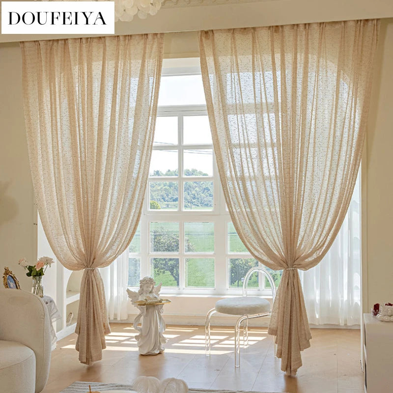 Modern  French Retro Texture Sheer Voile Curtains