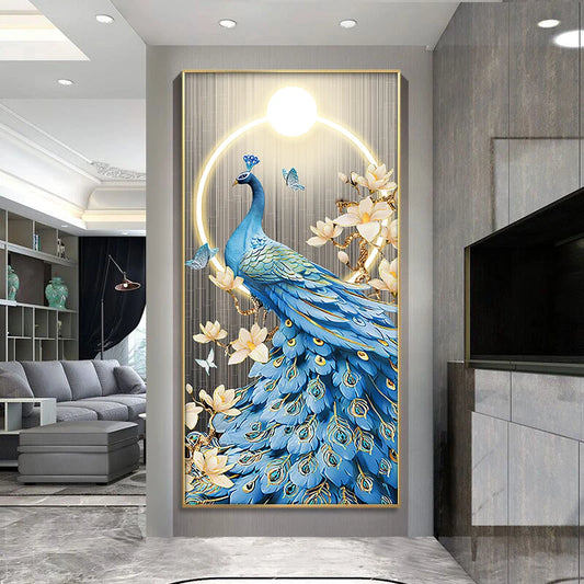 Frameless Peacock Canvas Painting Modern Wall Art