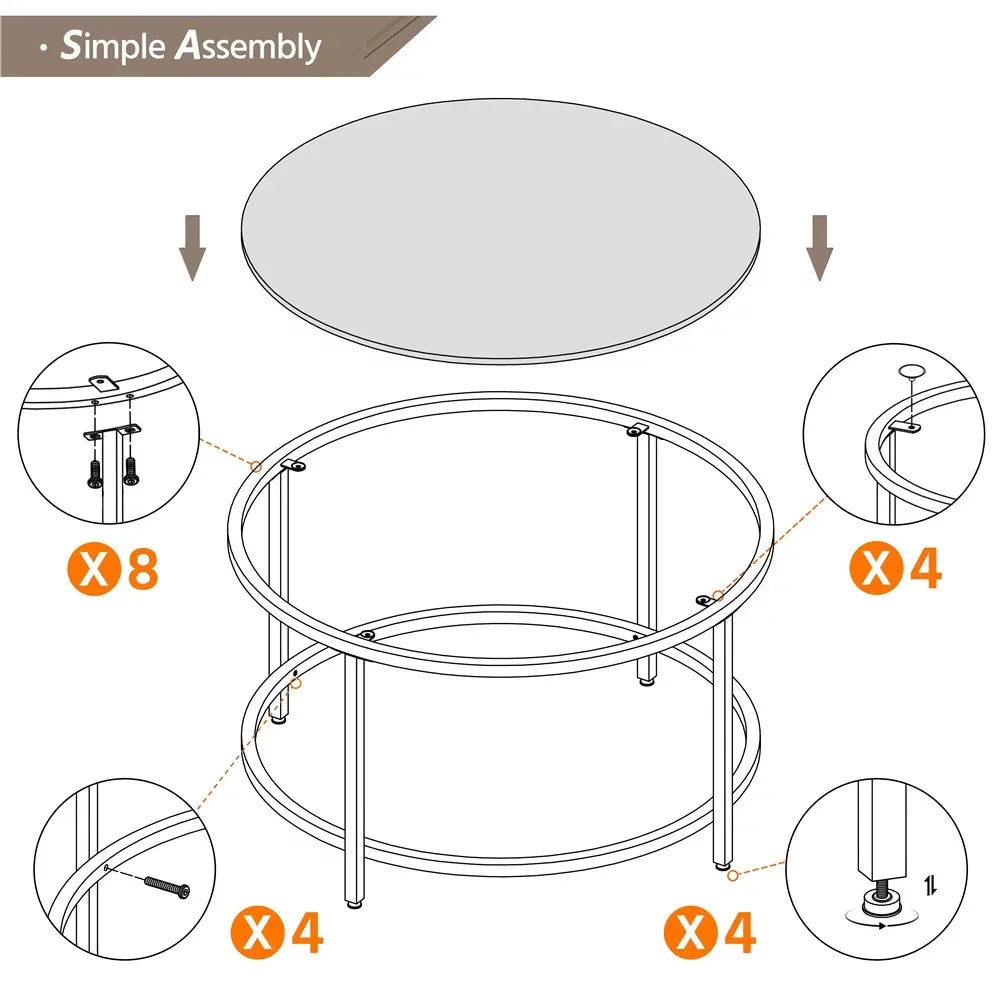 Sofa Table for Living Room Gold Round