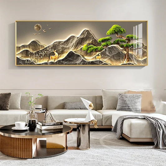 Welcome Pine Waterfall Landscape Painting