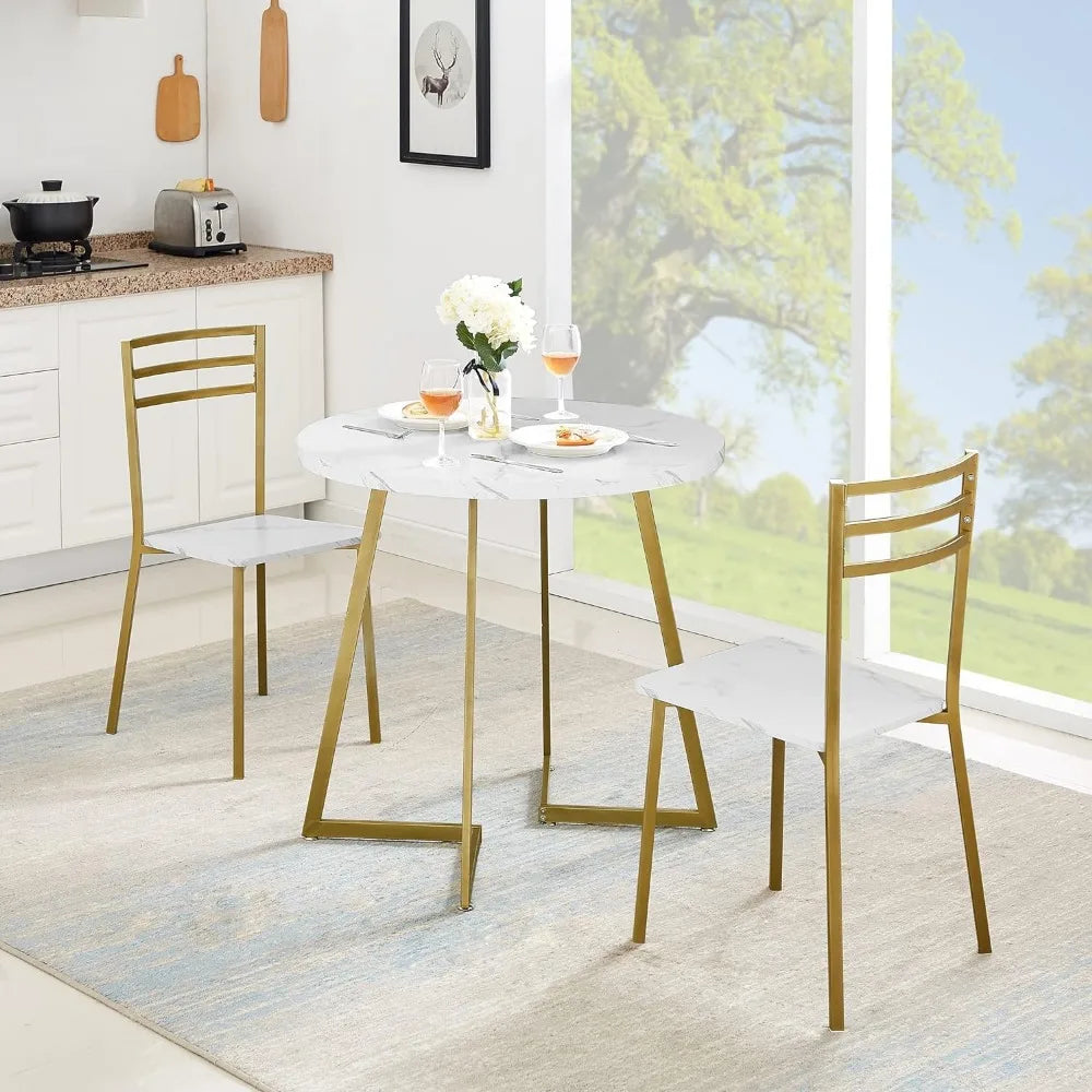 VECELO Small Round Dining Table for 2