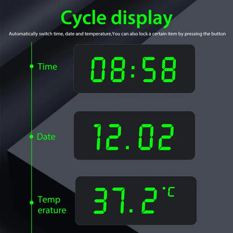 Solar Clock Luminous Car Digital Clock