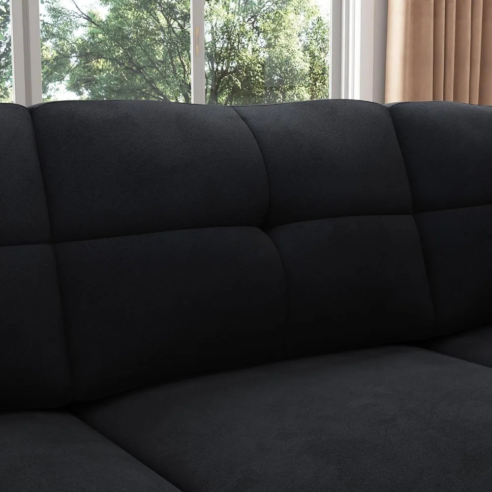 Convertible Sectional Sofa Velvet L Shaped Couch Reversible