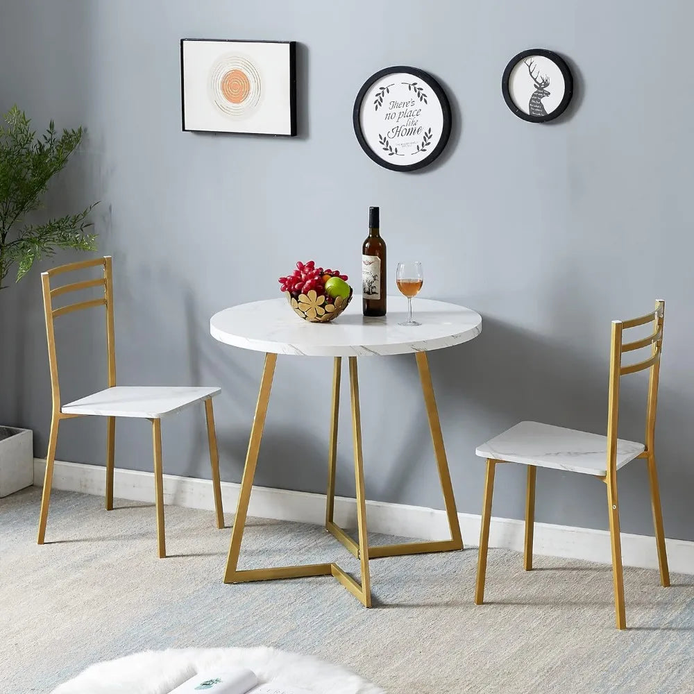 VECELO Small Round Dining Table for 2
