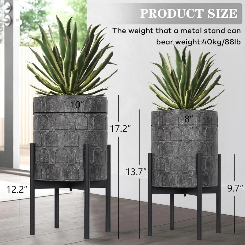 10inch+12inch Mid Century Planters for Indoor Plants