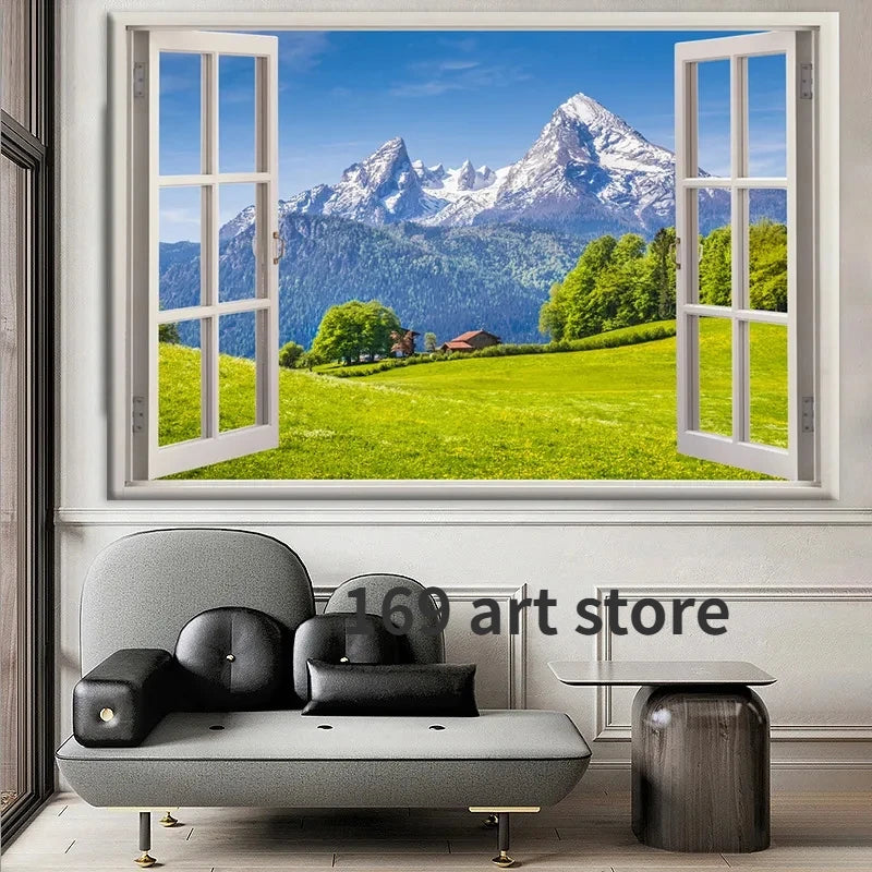 Window View Landscape Nature Scenery Art Poster